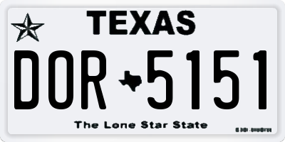 TX license plate DOR5151