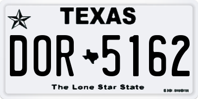 TX license plate DOR5162