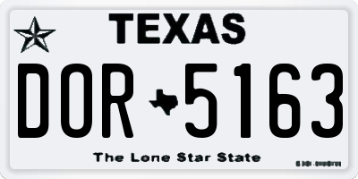 TX license plate DOR5163