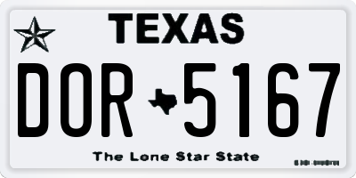 TX license plate DOR5167