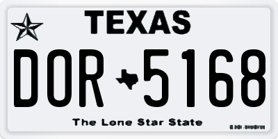 TX license plate DOR5168