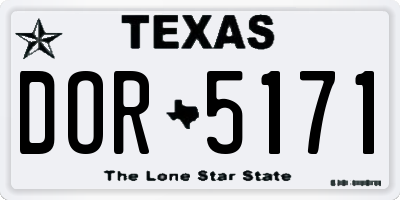 TX license plate DOR5171