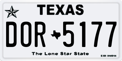 TX license plate DOR5177