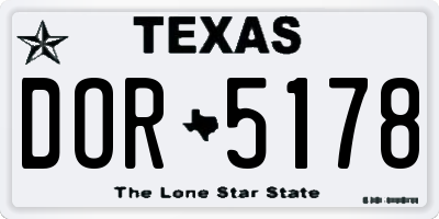 TX license plate DOR5178
