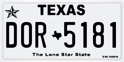 TX license plate DOR5181