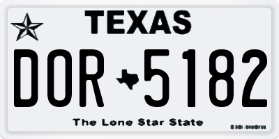 TX license plate DOR5182