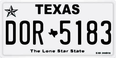 TX license plate DOR5183