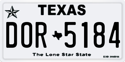 TX license plate DOR5184