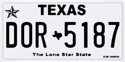 TX license plate DOR5187