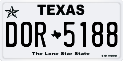 TX license plate DOR5188