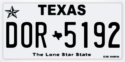 TX license plate DOR5192
