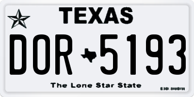 TX license plate DOR5193