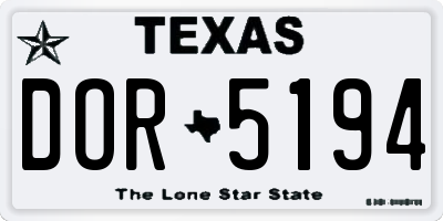 TX license plate DOR5194