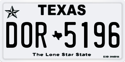 TX license plate DOR5196