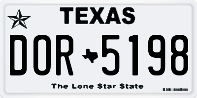 TX license plate DOR5198