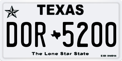 TX license plate DOR5200