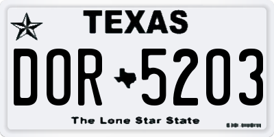TX license plate DOR5203