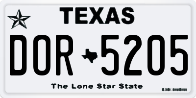 TX license plate DOR5205