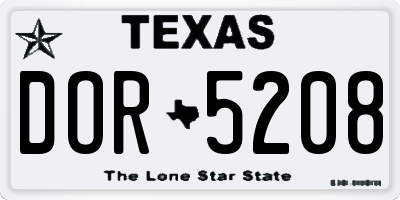 TX license plate DOR5208
