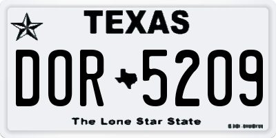 TX license plate DOR5209