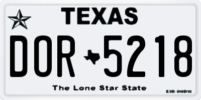 TX license plate DOR5218