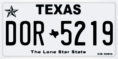 TX license plate DOR5219
