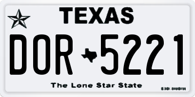 TX license plate DOR5221
