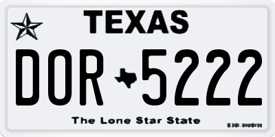 TX license plate DOR5222