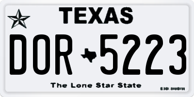 TX license plate DOR5223