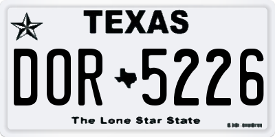 TX license plate DOR5226