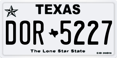 TX license plate DOR5227