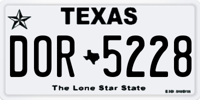 TX license plate DOR5228