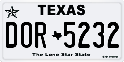 TX license plate DOR5232