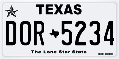 TX license plate DOR5234