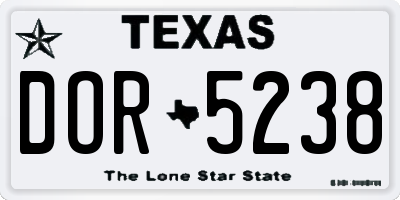 TX license plate DOR5238