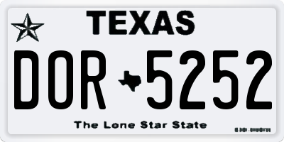 TX license plate DOR5252