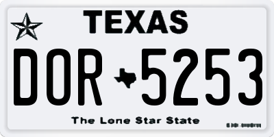 TX license plate DOR5253