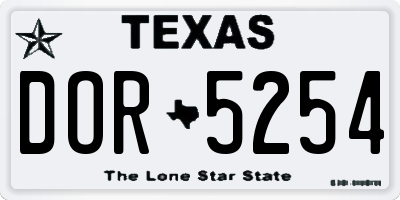 TX license plate DOR5254