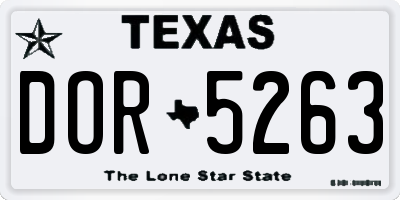 TX license plate DOR5263