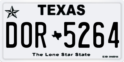 TX license plate DOR5264