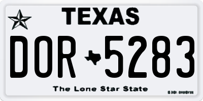 TX license plate DOR5283