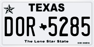 TX license plate DOR5285