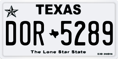 TX license plate DOR5289