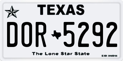 TX license plate DOR5292