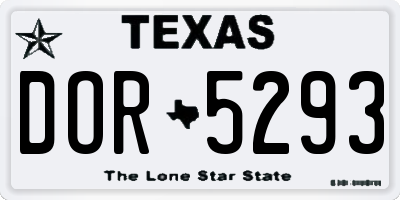 TX license plate DOR5293