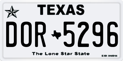 TX license plate DOR5296