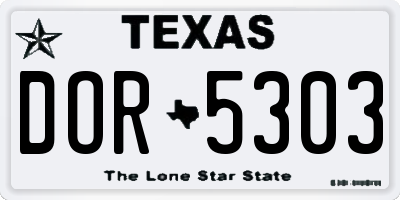 TX license plate DOR5303