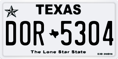 TX license plate DOR5304