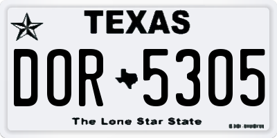 TX license plate DOR5305