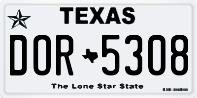 TX license plate DOR5308